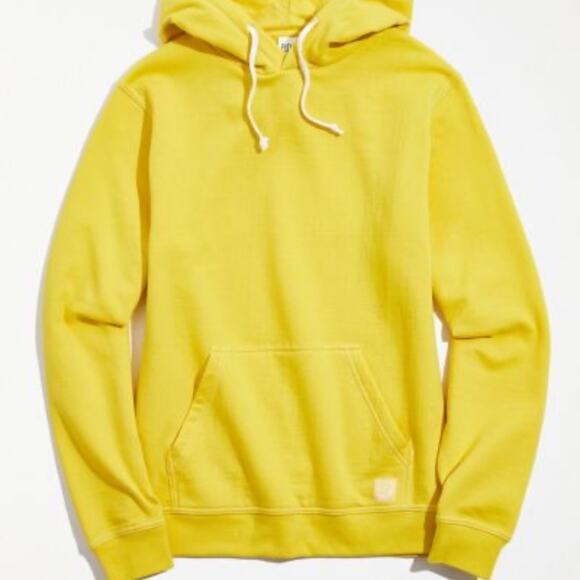 UO Urban Outfitters BDG MALONE Contrast Stitch Hoodie YELLOW Men's Small - Picture 1 of 6